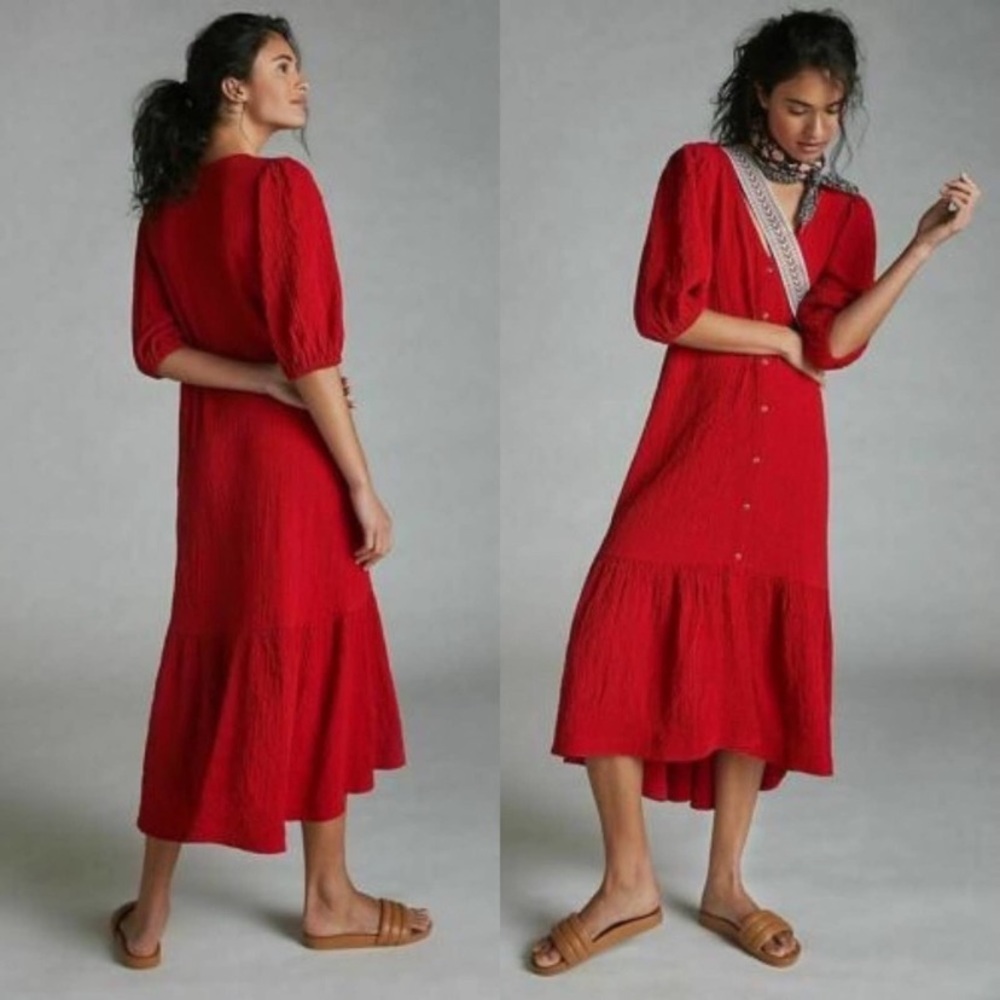 Maeve by Anthropologie red midi dress